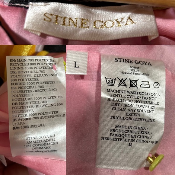 Stine Goya Kelly Floral Jacquard Babydoll Dress Black Pink Yellow Lime Large - Picture 11 of 16